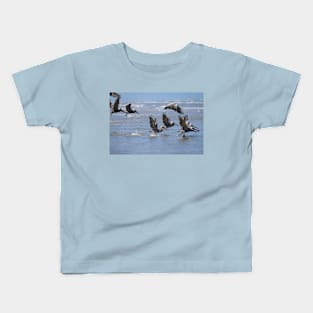 Brown Pelicans Take Flight 2 Kids T-Shirt